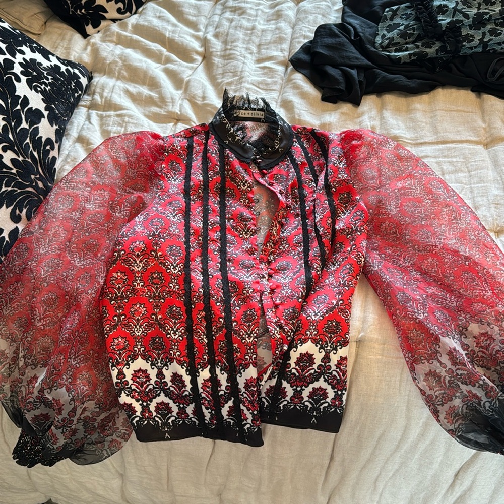 Alice and Olivia Puff Sleeve Blouse